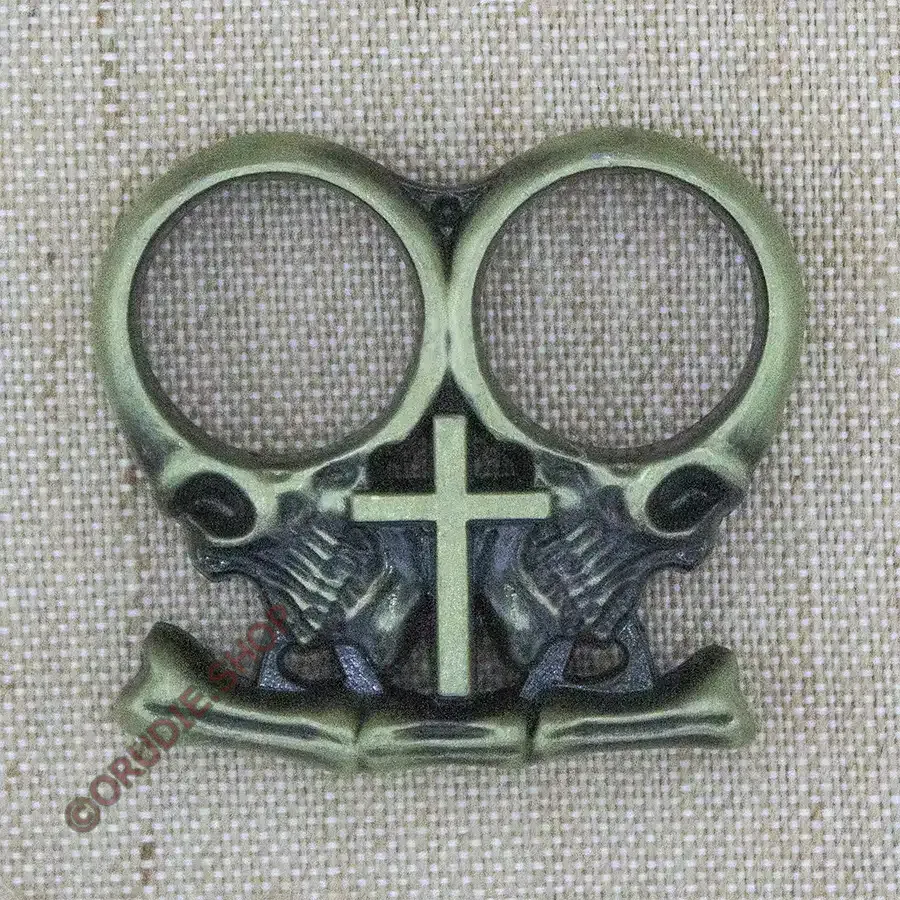 Кастет Крест Черепа металл зеленый