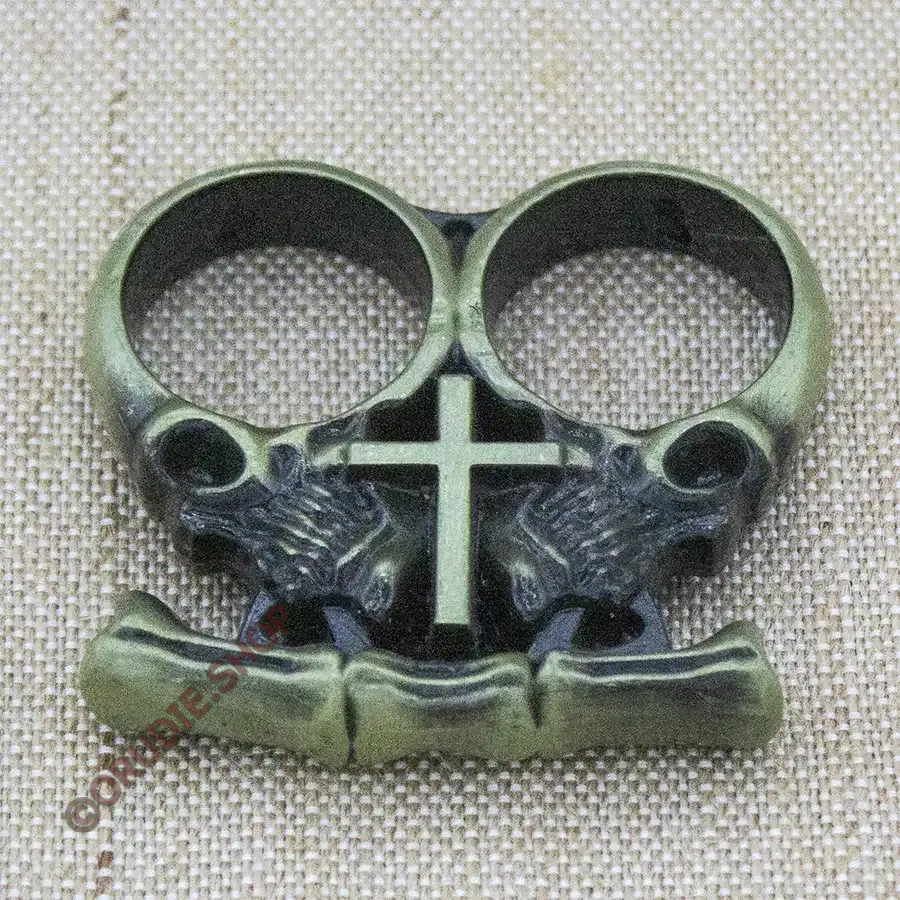 Кастет Крест Черепа металл зеленый — изображение 2