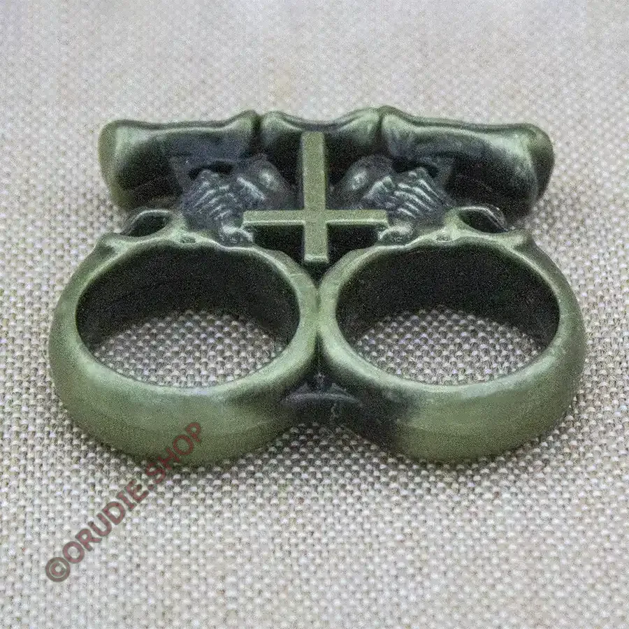 Кастет Крест Черепа металл зеленый — изображение 3